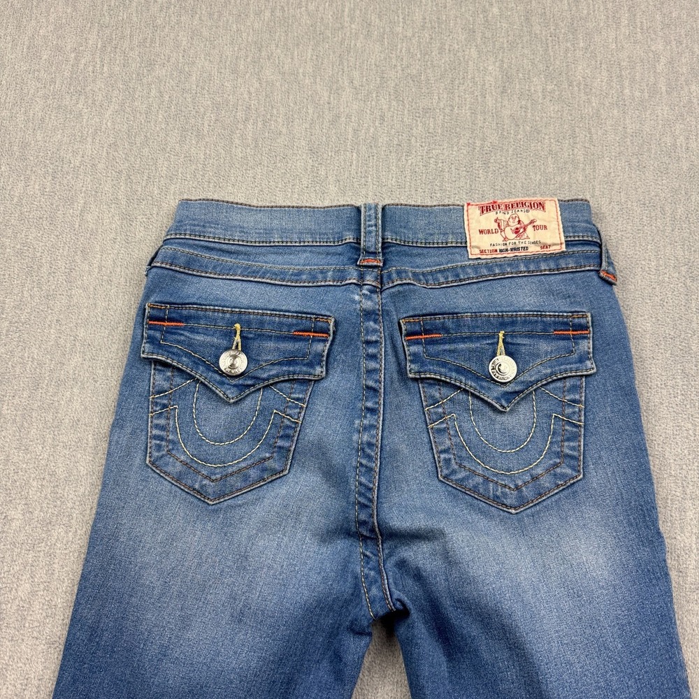 True Religion Jeans Womens 26x29 Blue‎ Mid Rise Super Skinny Stretch Button Zip